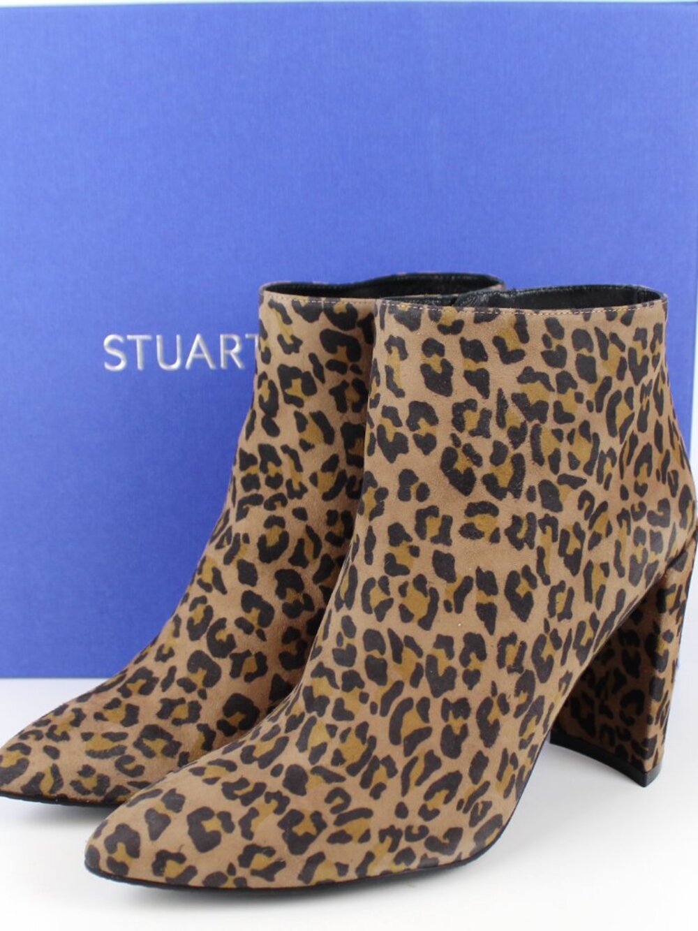 NEW Stuart Weitzman Leopard Bootie | Bold Pointed Toe Heel, US 7.5
